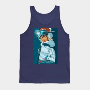 Retro Travel poster Ski Bunny Rocky Mountains Tank Top